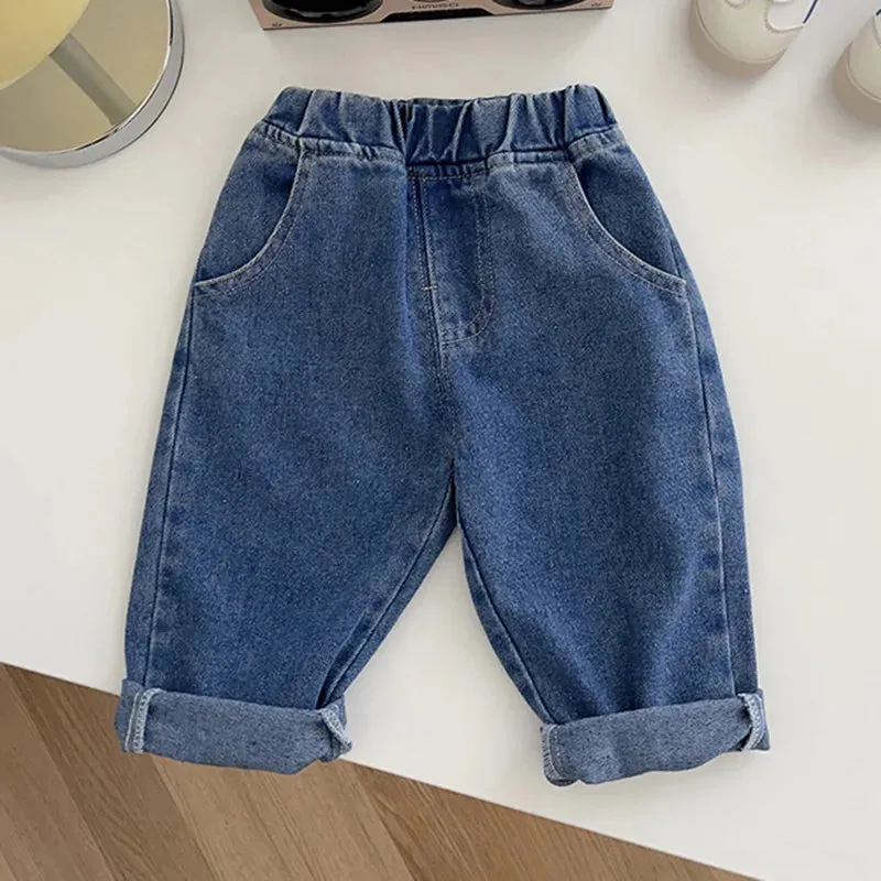 0-5 Years Autumn Kids Jeans Casual Solid Baby Boys Denim Pants Soft Girls Fashion Trousers