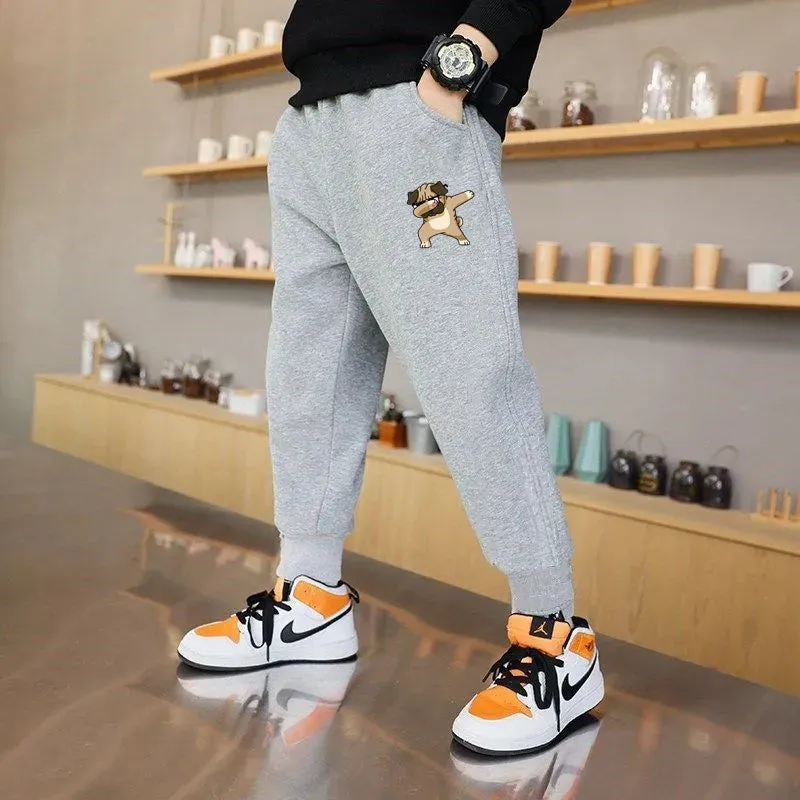 2023 Letter Printed Sweatpants for Kids Fashion Loose Long Pants Jogger Trousers Boys Casual Fitness Pants Autumn Winter Clothes