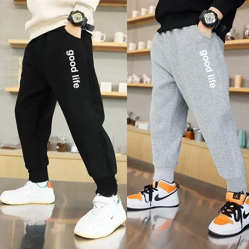 2023 Letter Printed Sweatpants for Kids Fashion Loose Long Pants Jogger Trousers Boys Casual Fitness Pants Autumn Winter Clothes