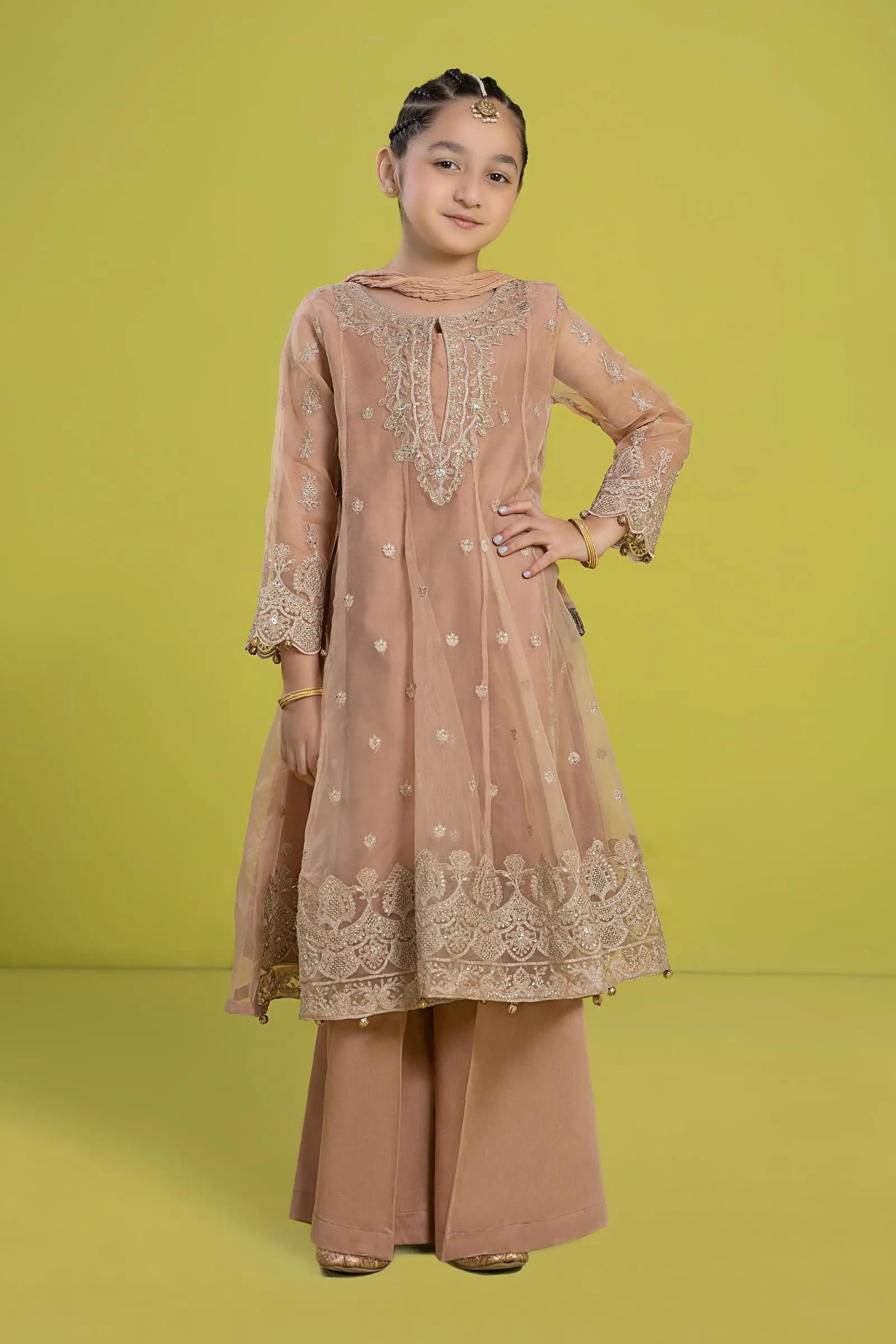 3 Piece Embroidered Organza Suit | MKS-EF24-05