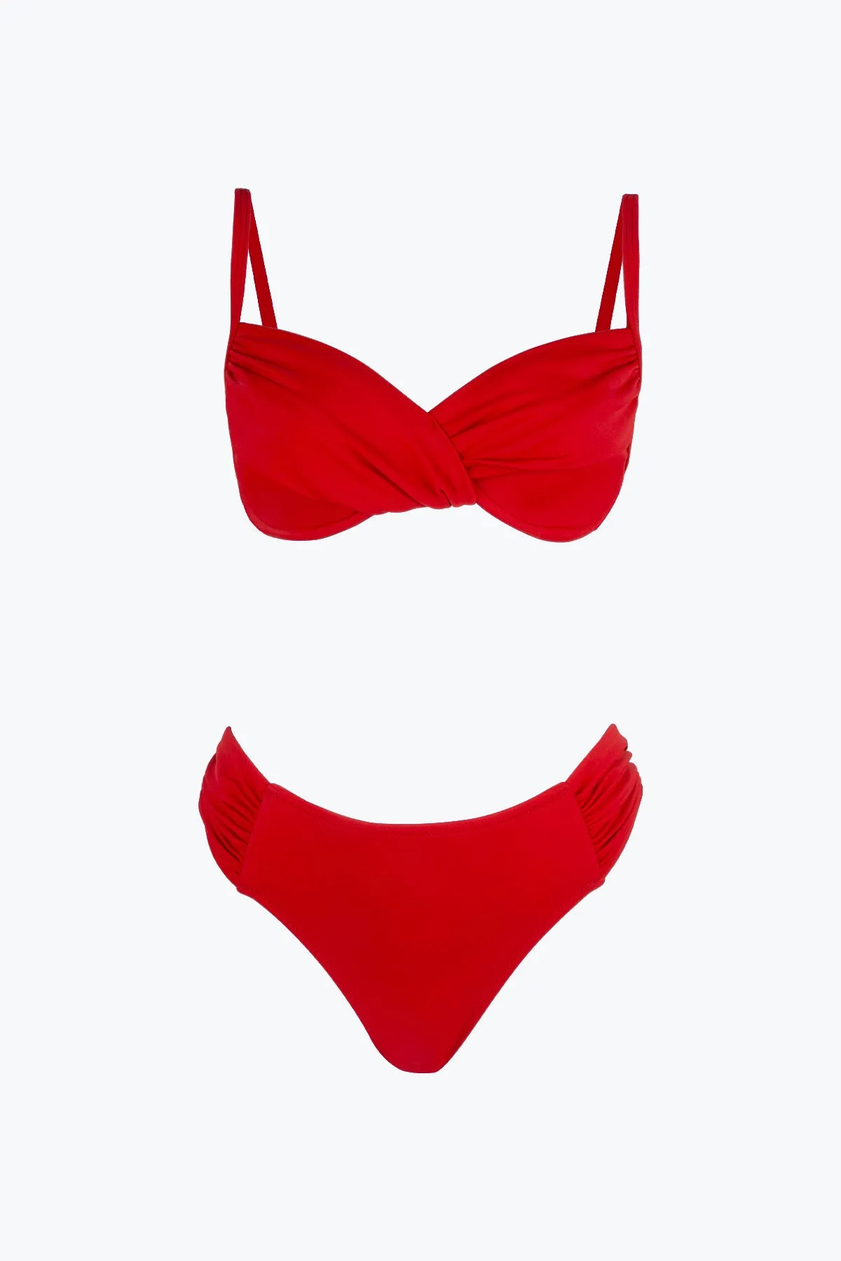 40705 Red Gathering Bikini Set