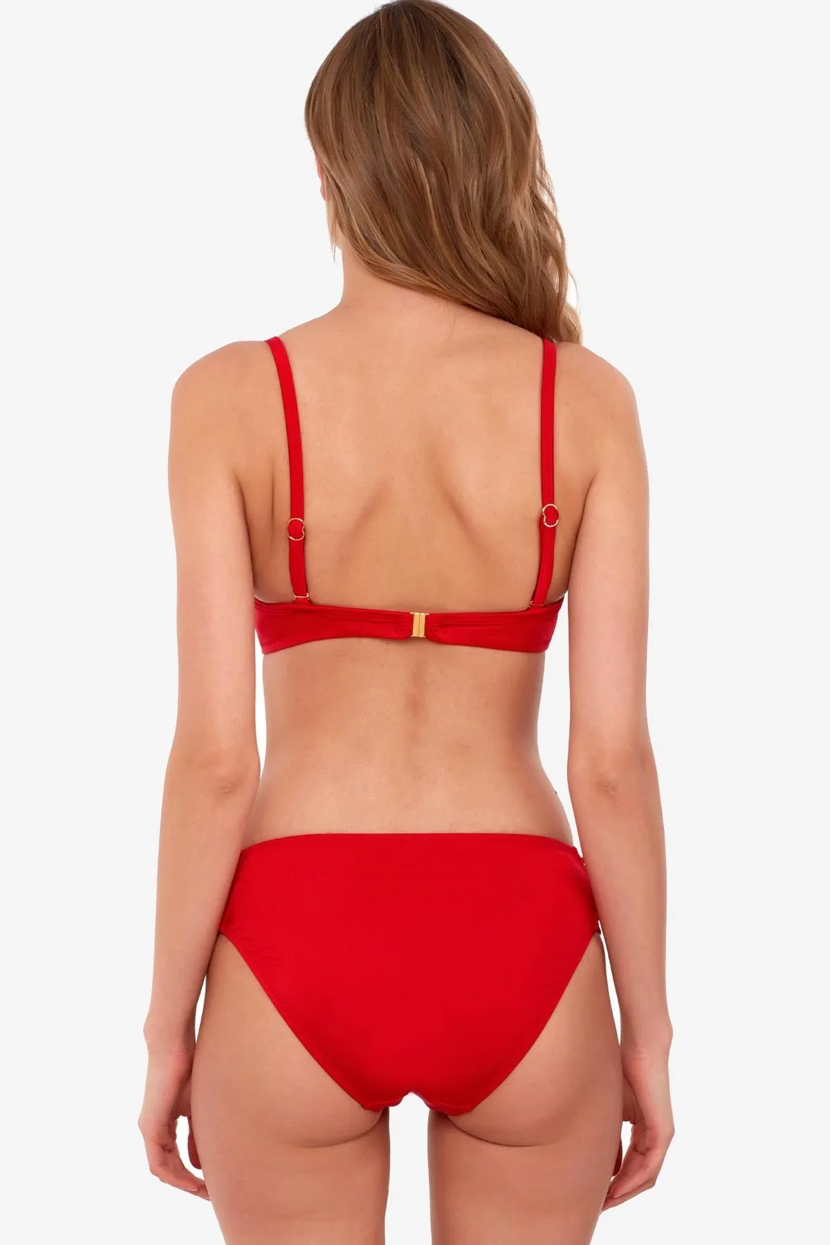 40705 Red Gathering Bikini Set