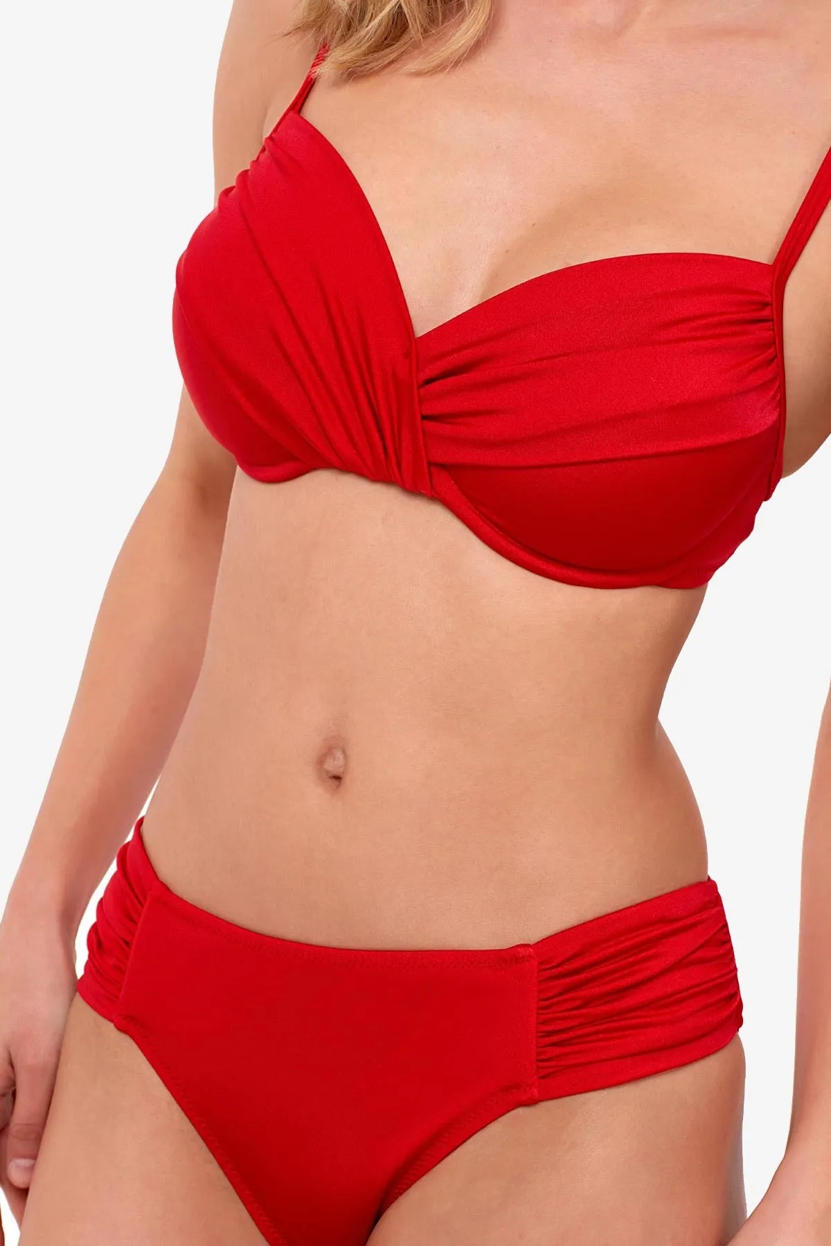 40705 Red Gathering Bikini Set