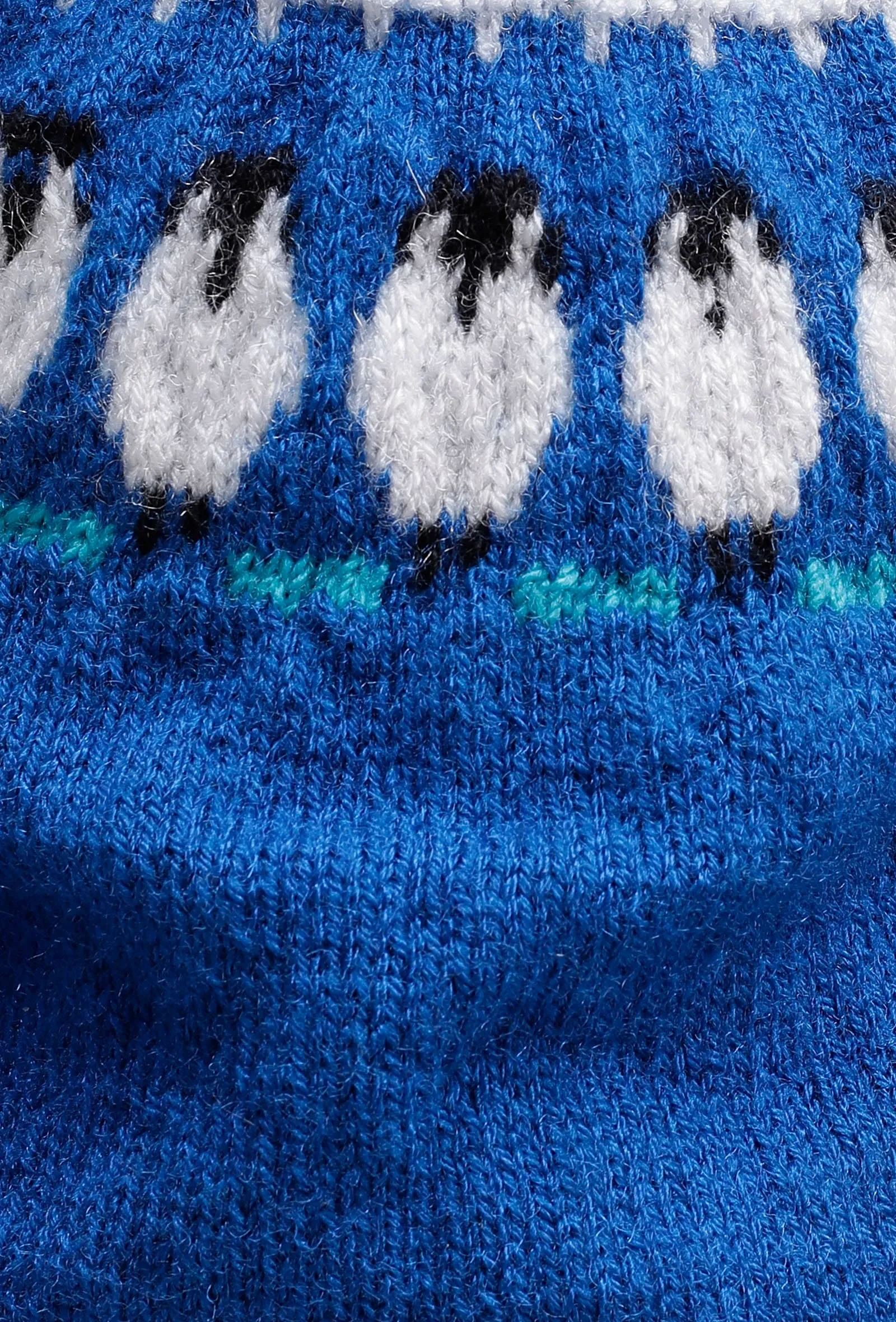 Aqua Blue Penguin Wool Hand Knitted Sweater