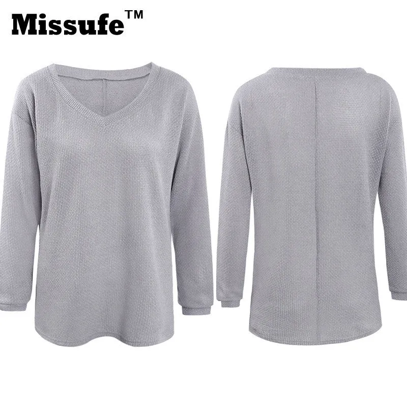 Autumn Winter Women Tops 2016 Sexy Casual Loose Long-sleeved V-neck Shirts Street Fashion Pullover Female Sweaters