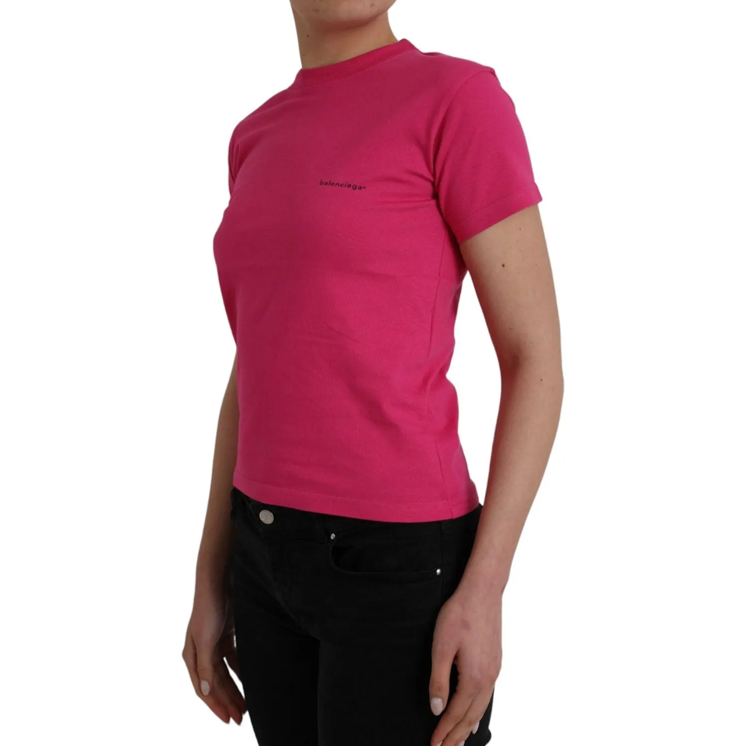 Balenciaga Pink Cotton Crew Neck Short Sleeves Tee Top T-shirt