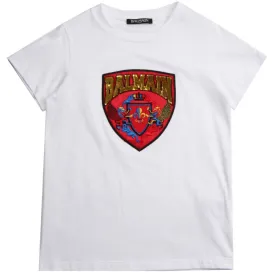 Balmain Kids White Logo Applique T-Shirt