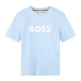 BOSS Kids Print Logo Pale Blue T-Shirt