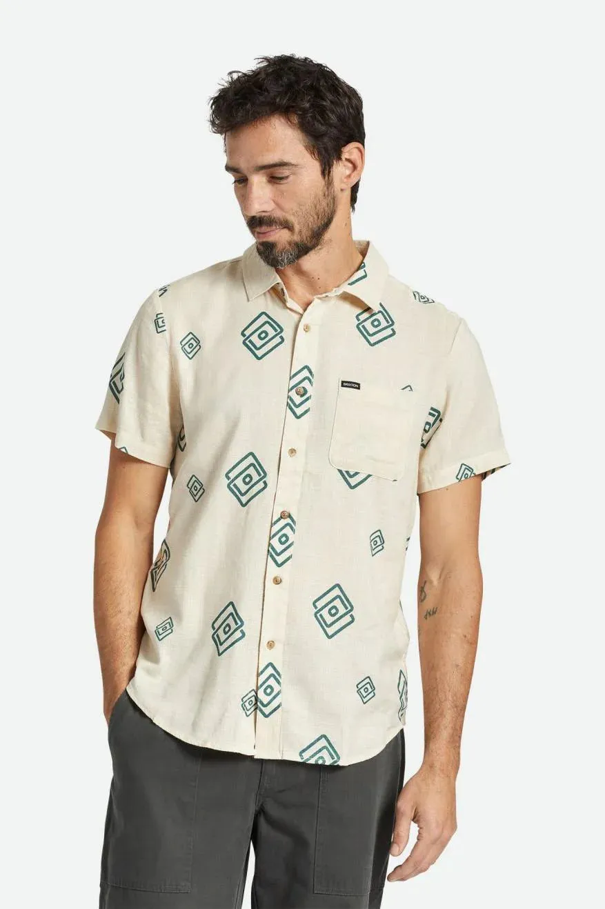 Brixton Charter Slub Short Sleeve Woven Shirt - Whitecap/Spruce