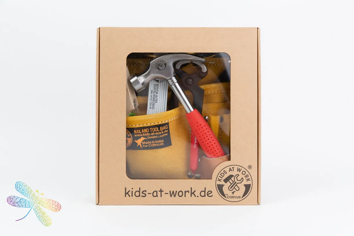 Builder Tool Set with Leather Tool Belt with Tools by Kids at Work