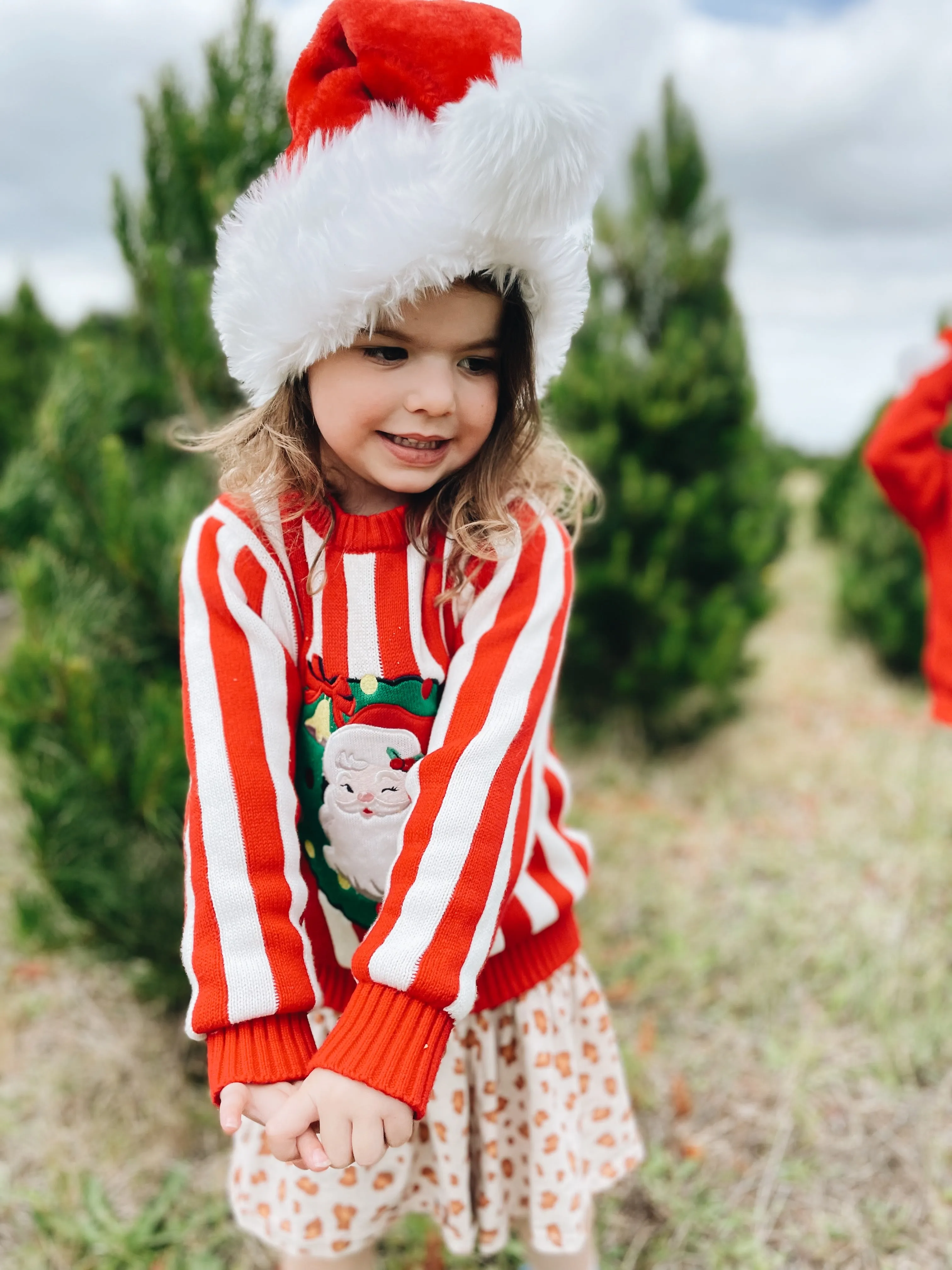 Candy Stripe Santa Sweater - Red