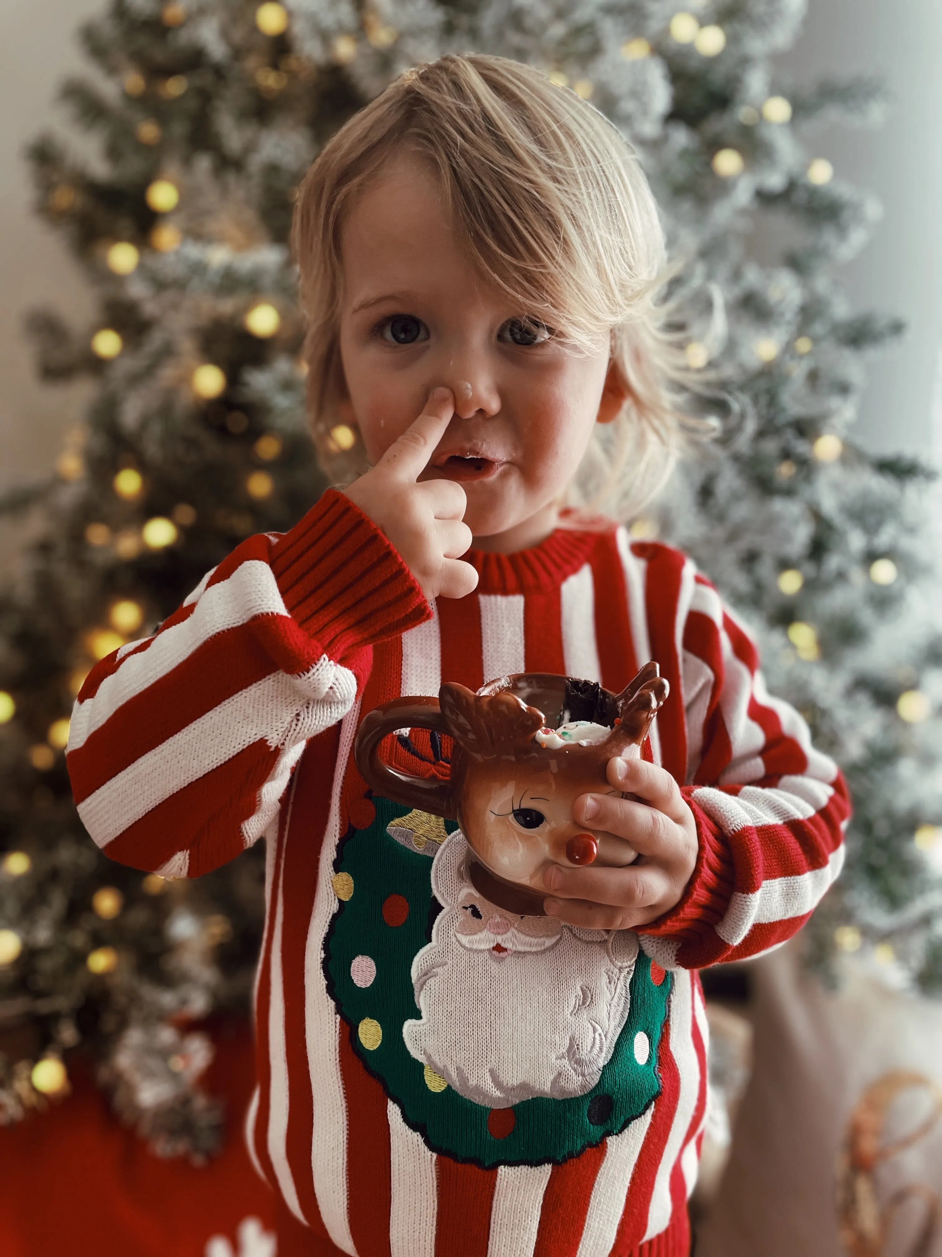 Candy Stripe Santa Sweater - Red