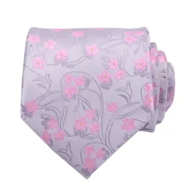 Classy Men Pearly Floral Silk Necktie