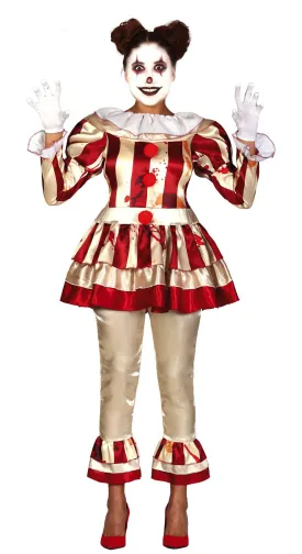 Crazy Striped Clown Costume Adult