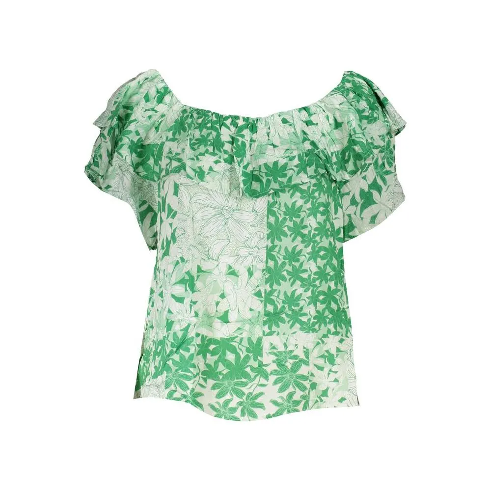 Desigual Green Boho Chic Patterned Tee with Logo