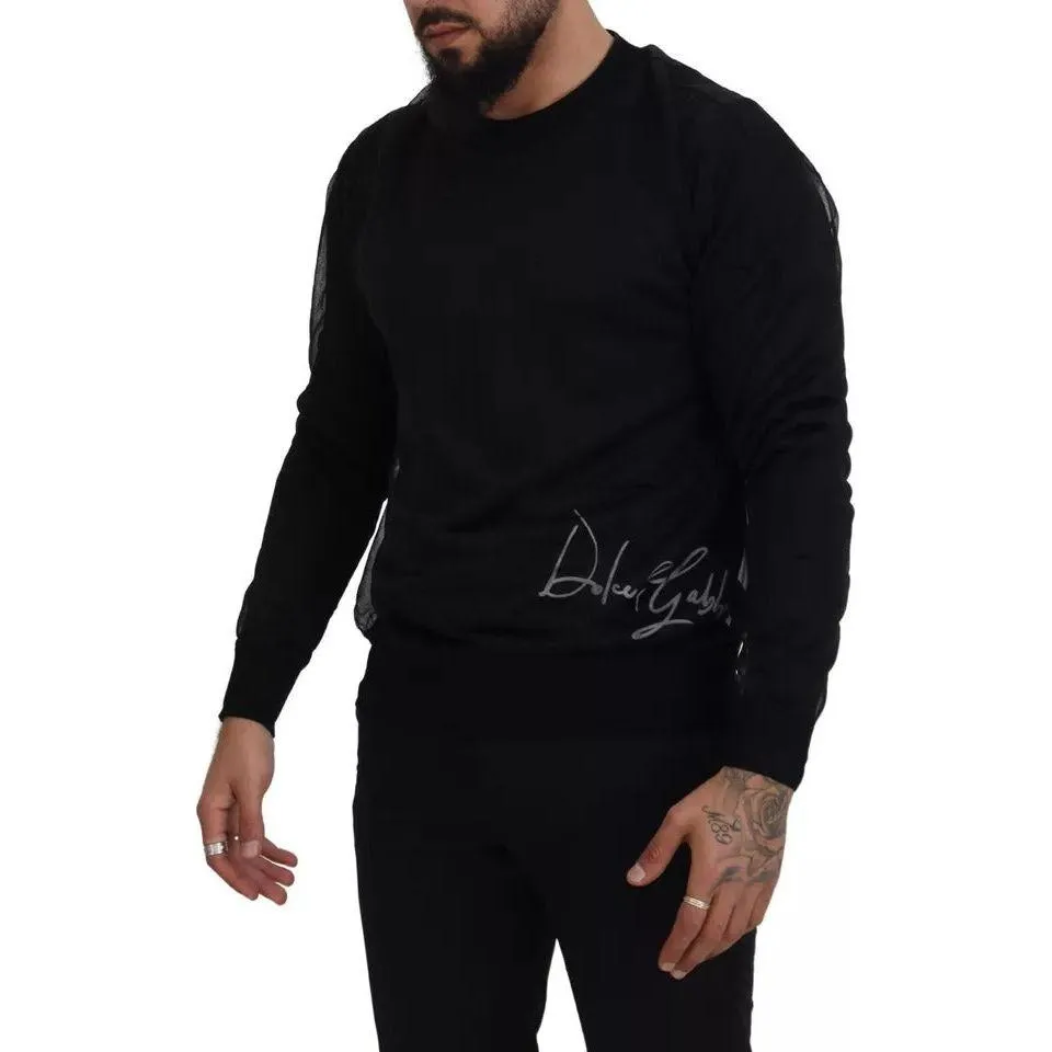 Dolce & Gabbana Black Polyester Crewneck Men Pullover Sweater