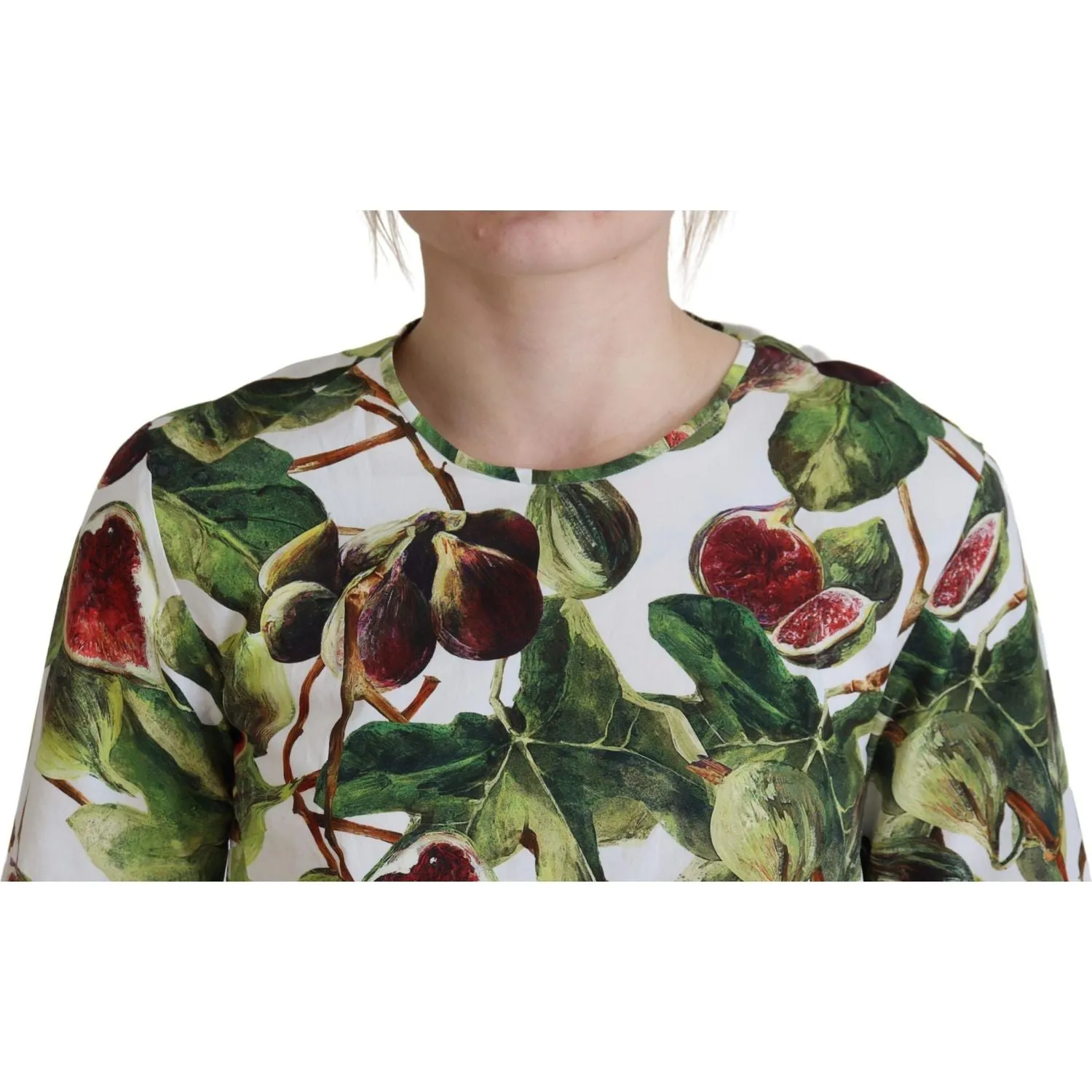 Dolce & Gabbana Chic Multicolor Fig Print Cotton Top