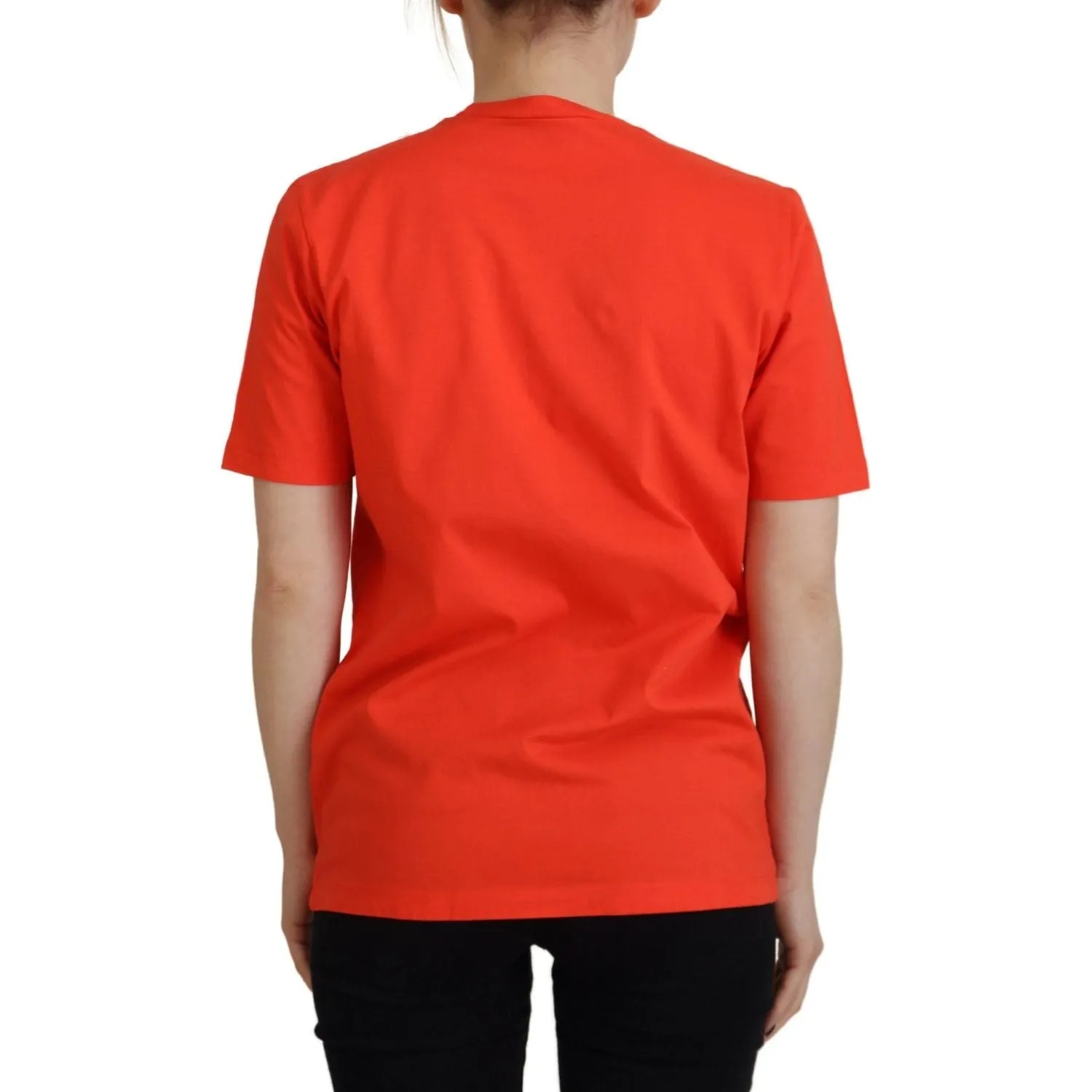 Dsquared² Orange Cotton Shiny Icon East Tee Crewneck T-shirt