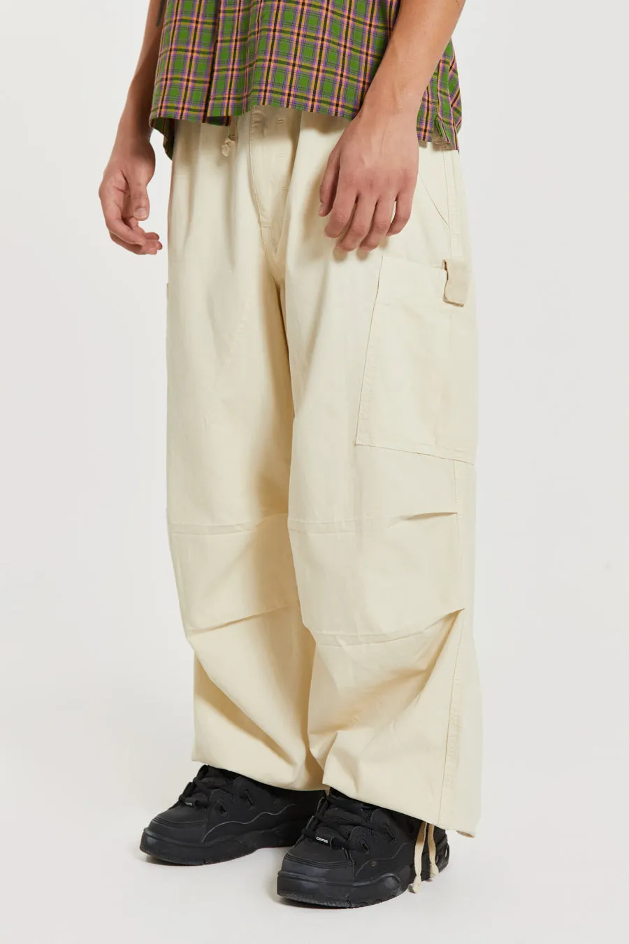 Ecru Parachute Cargo Pants