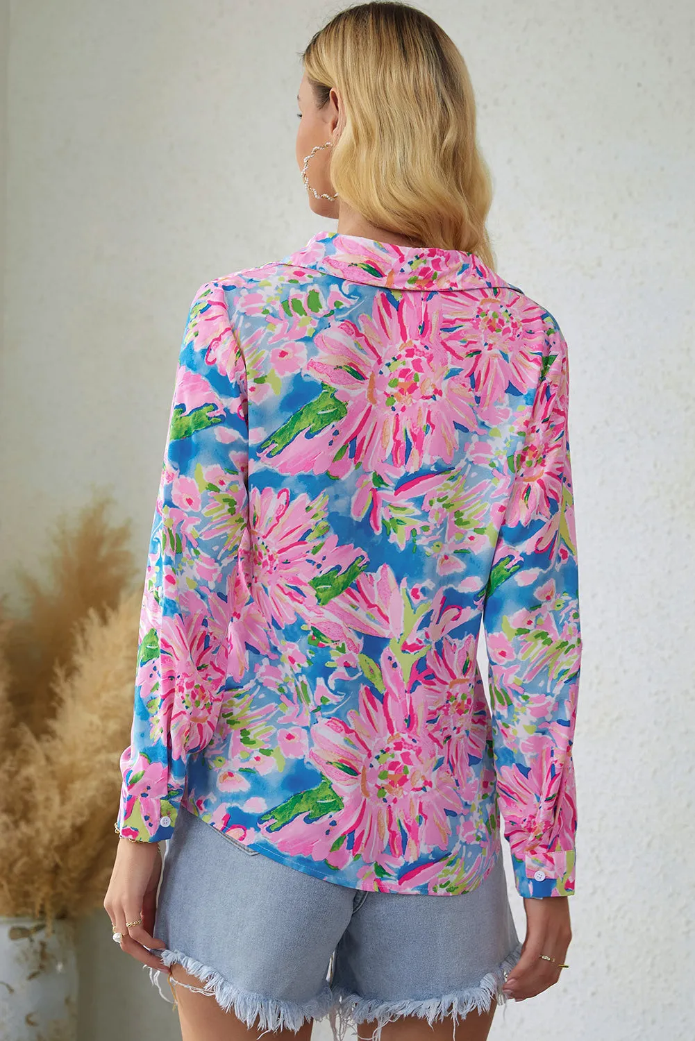 Floral Long Sleeve Collared Shirt