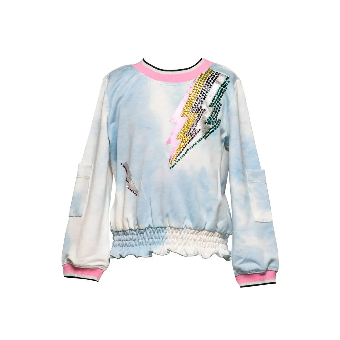 Girls Tie Dye Long Sleeve Lightning Sweater