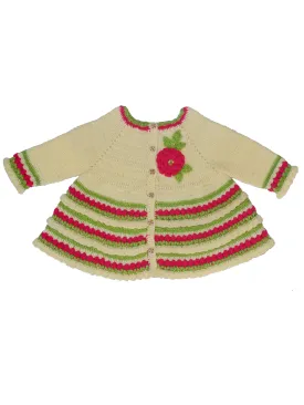 Graminarts Beautiful Handmade Crochet Woonie Full Sleeve Cardigan Style Frock For Baby- Cream