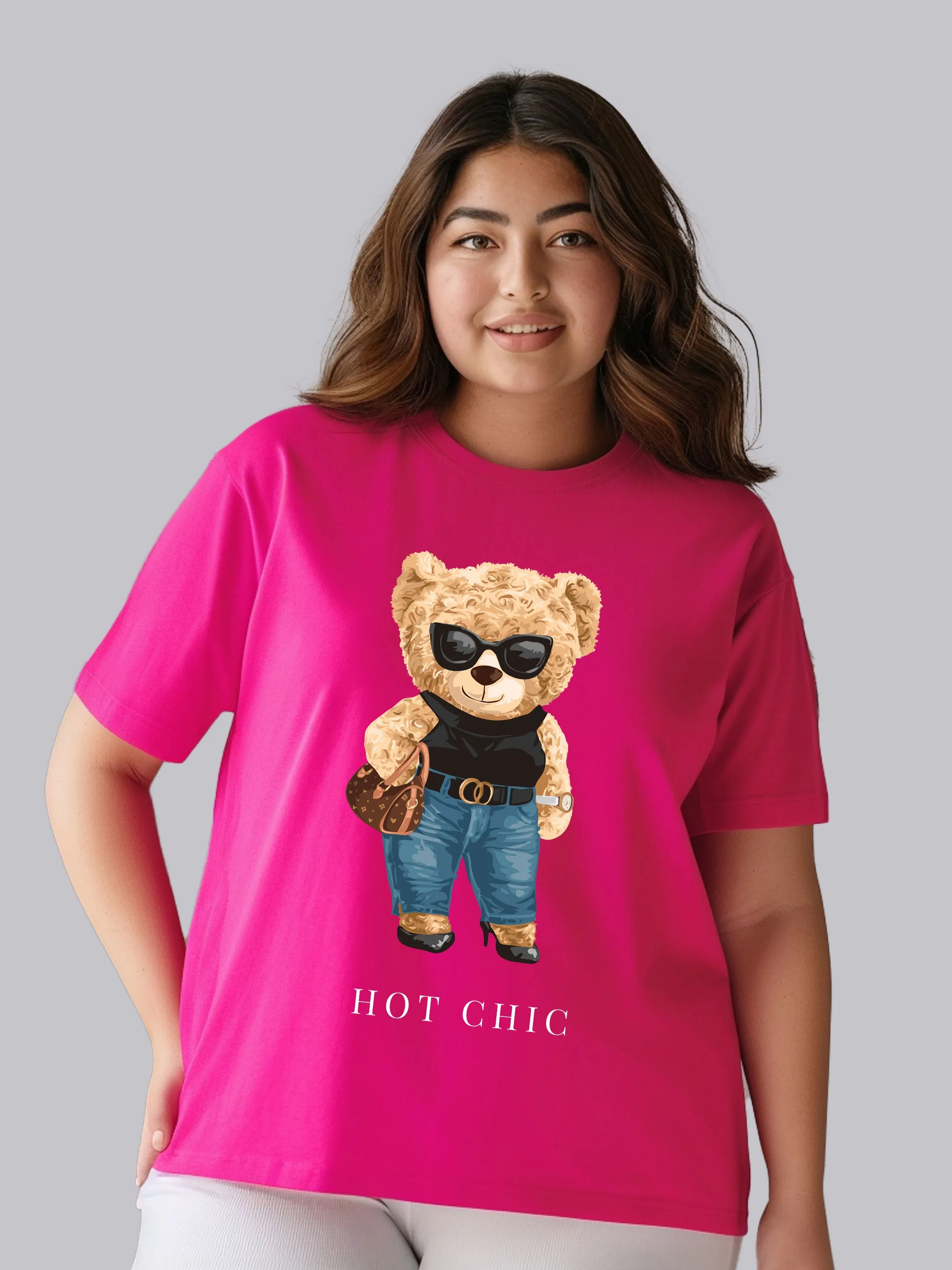 Hot Chic Bear Plus Size Women T-Shirt