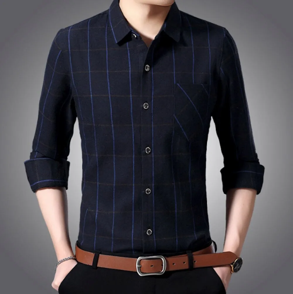 Mens Long Sleeve Plaid Shirt