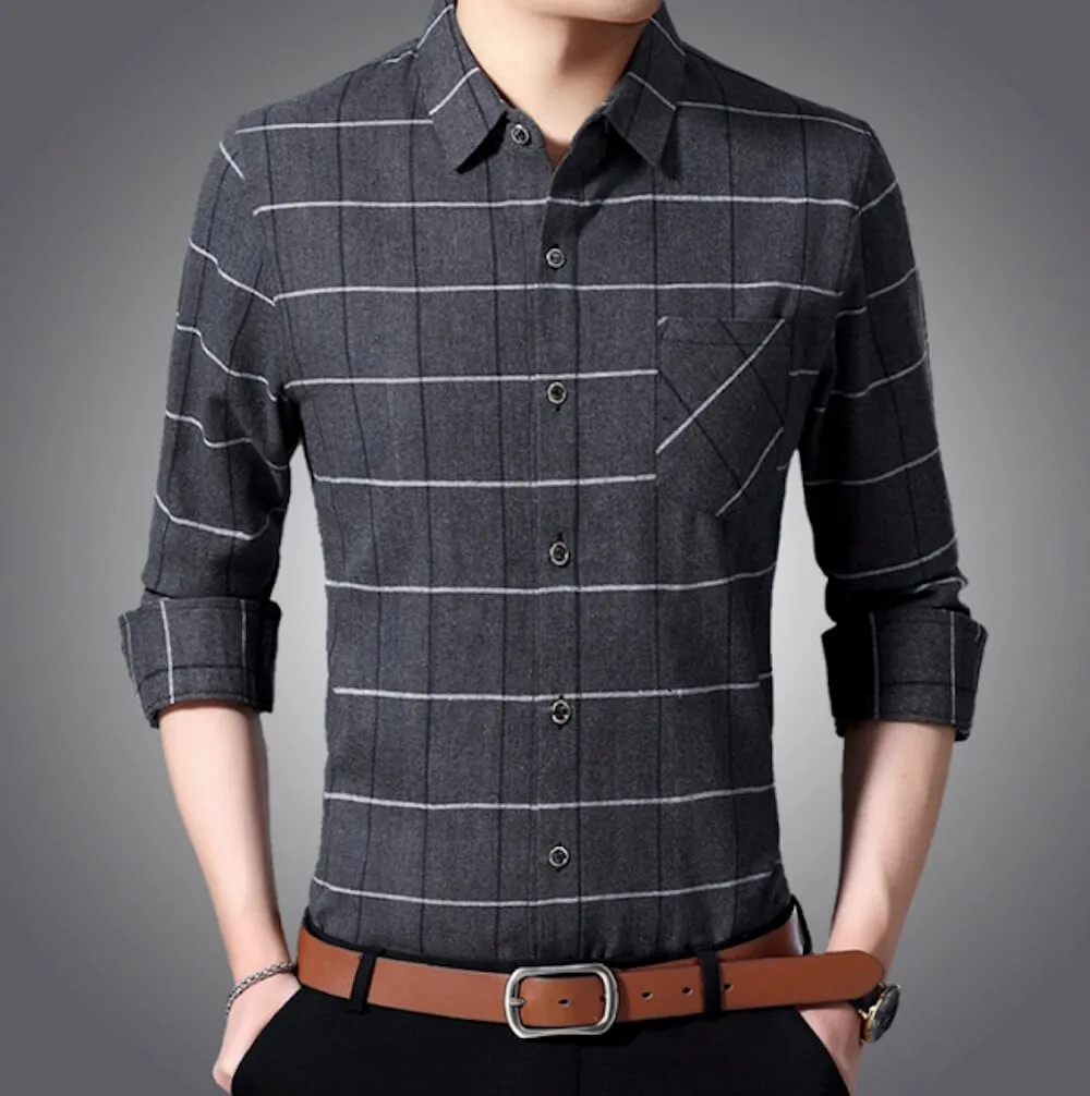 Mens Long Sleeve Plaid Shirt