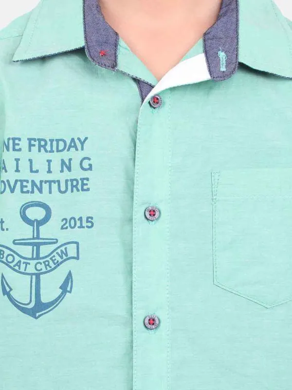 One Friday Green Anchor Shirt