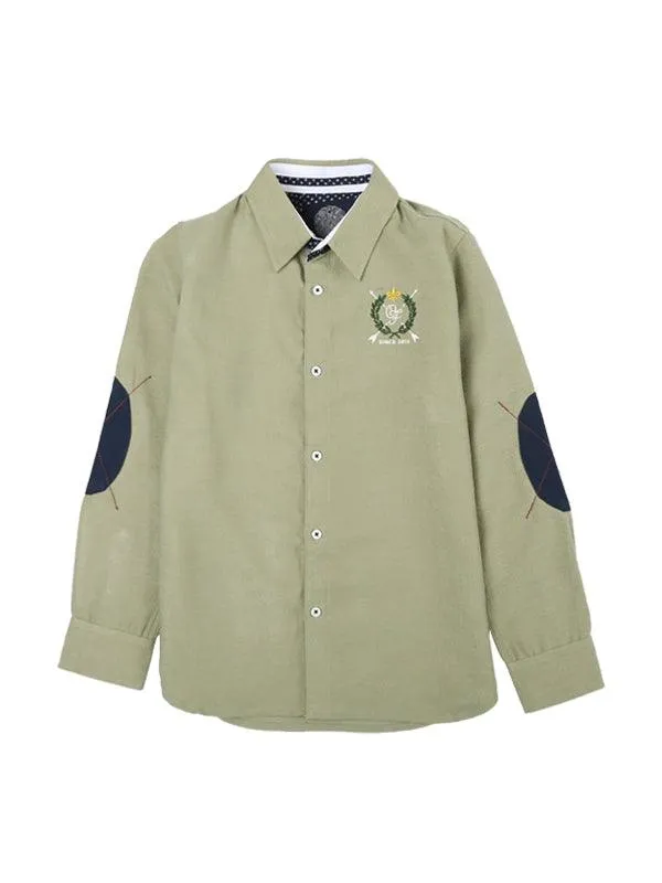 One Friday Green Shoulder Patch Shirt