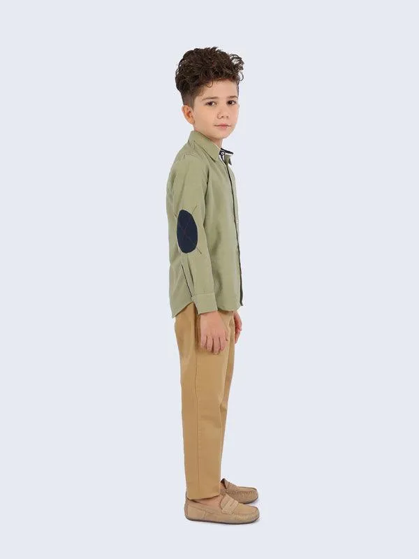 One Friday Green Shoulder Patch Shirt