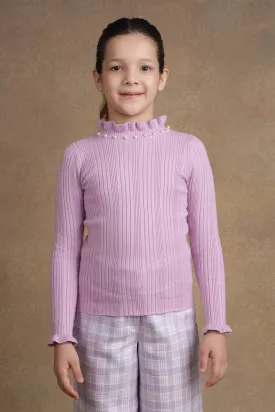 One Friday Kids Girls Lilac Solid Jumper