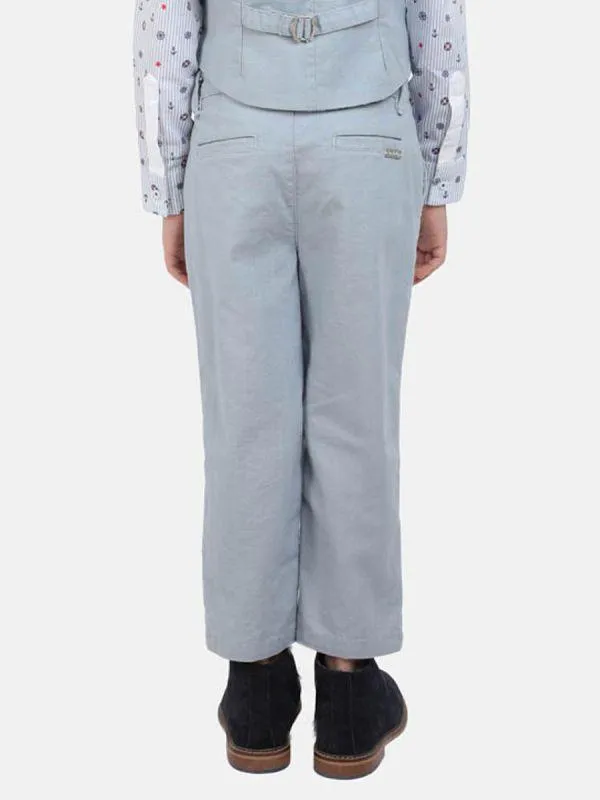 One Friday Light Blue Cotton Trouser