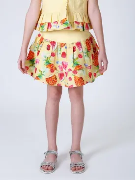 One Friday Yellow Multi Fruit Printed Skirt