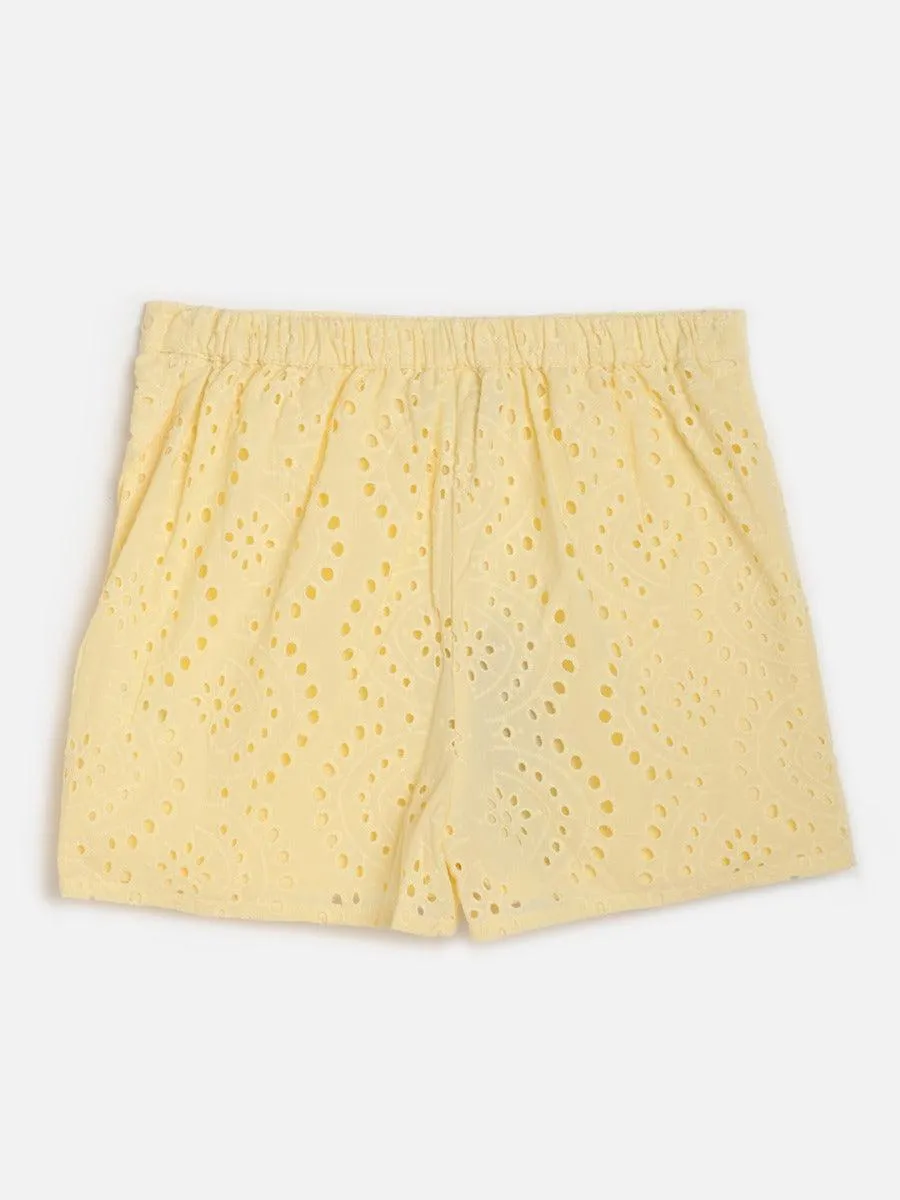 One Friday Yellow Schiffli Skort