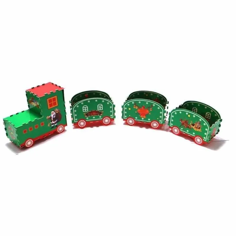 Painted Christmas Wood Train