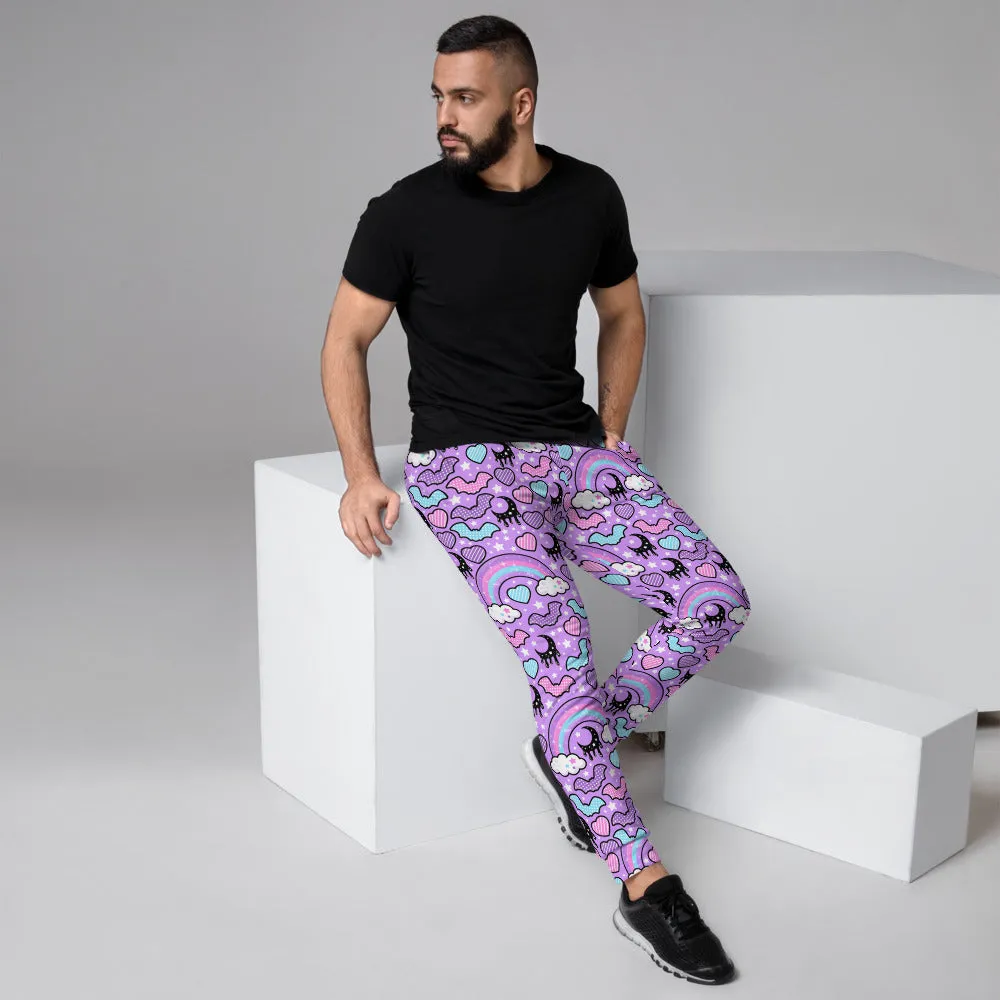 Rainbow Spooky Bats Purple Men's Joggers