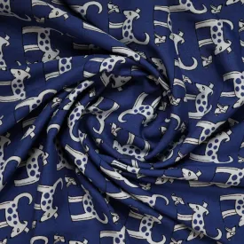 Royal Blue Kids Print Rayon Fabric