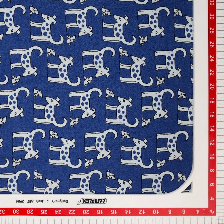 Royal Blue Kids Print Rayon Fabric