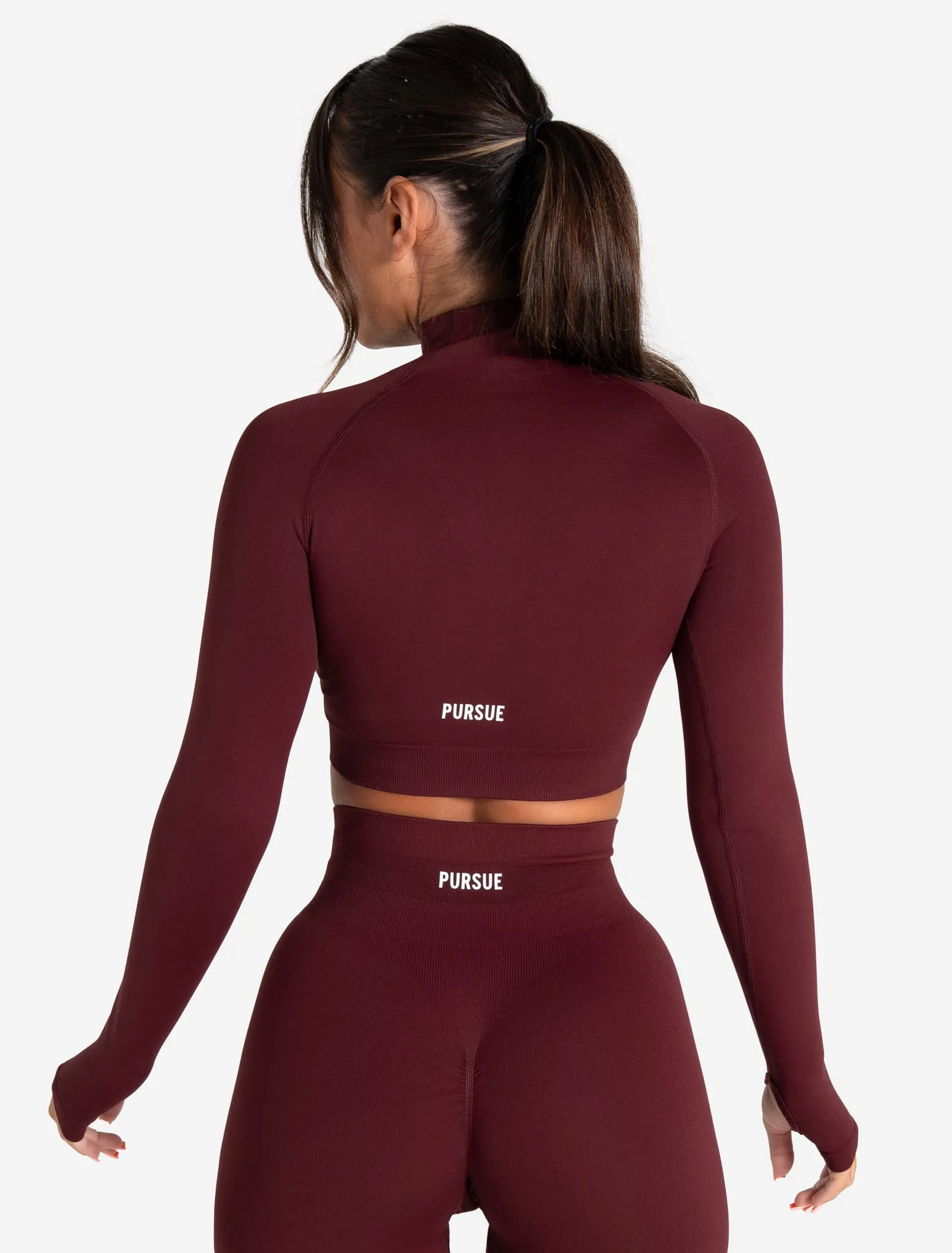 Scrunch Seamless Crop 1/2 Zip - Dark Cherry