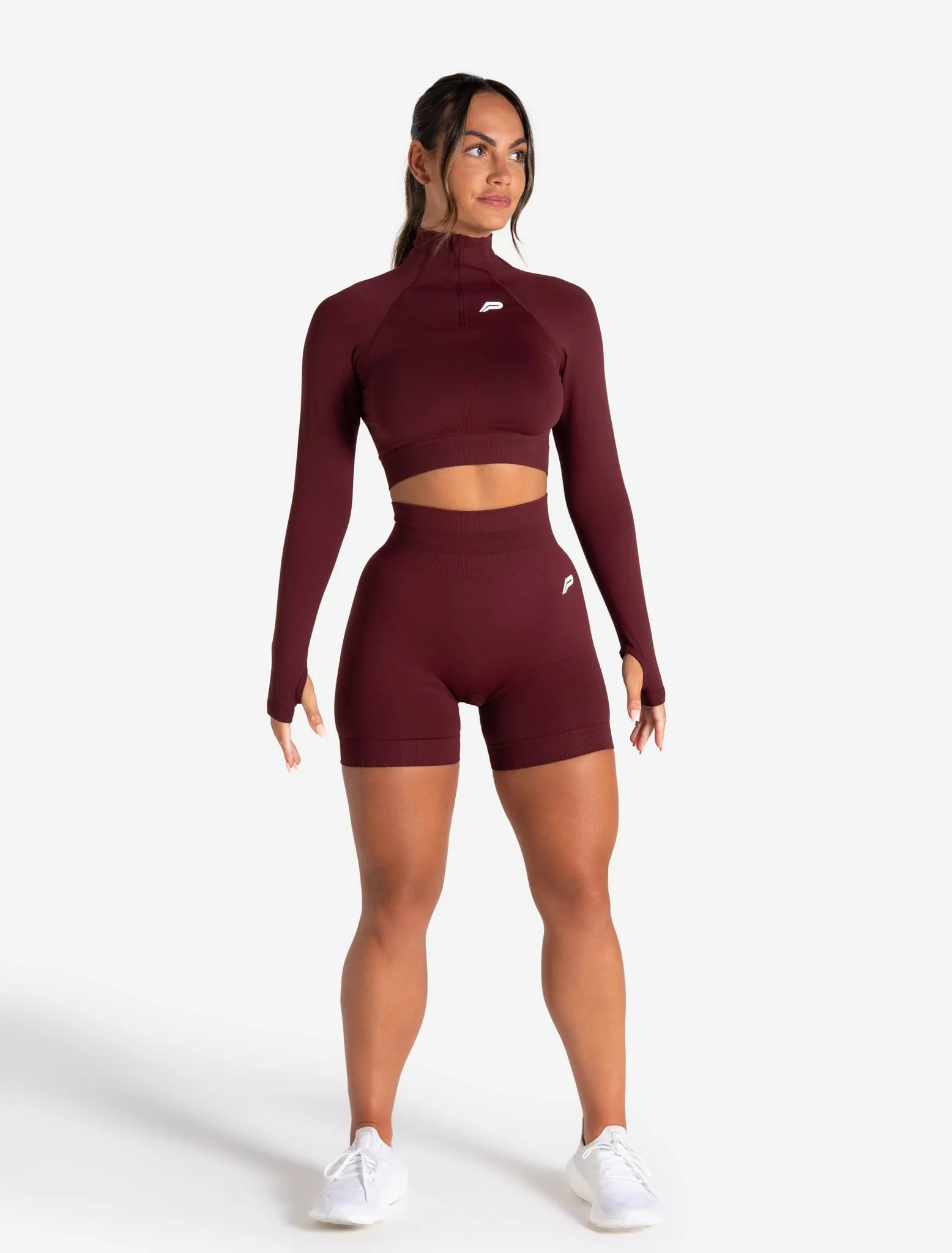 Scrunch Seamless Crop 1/2 Zip - Dark Cherry