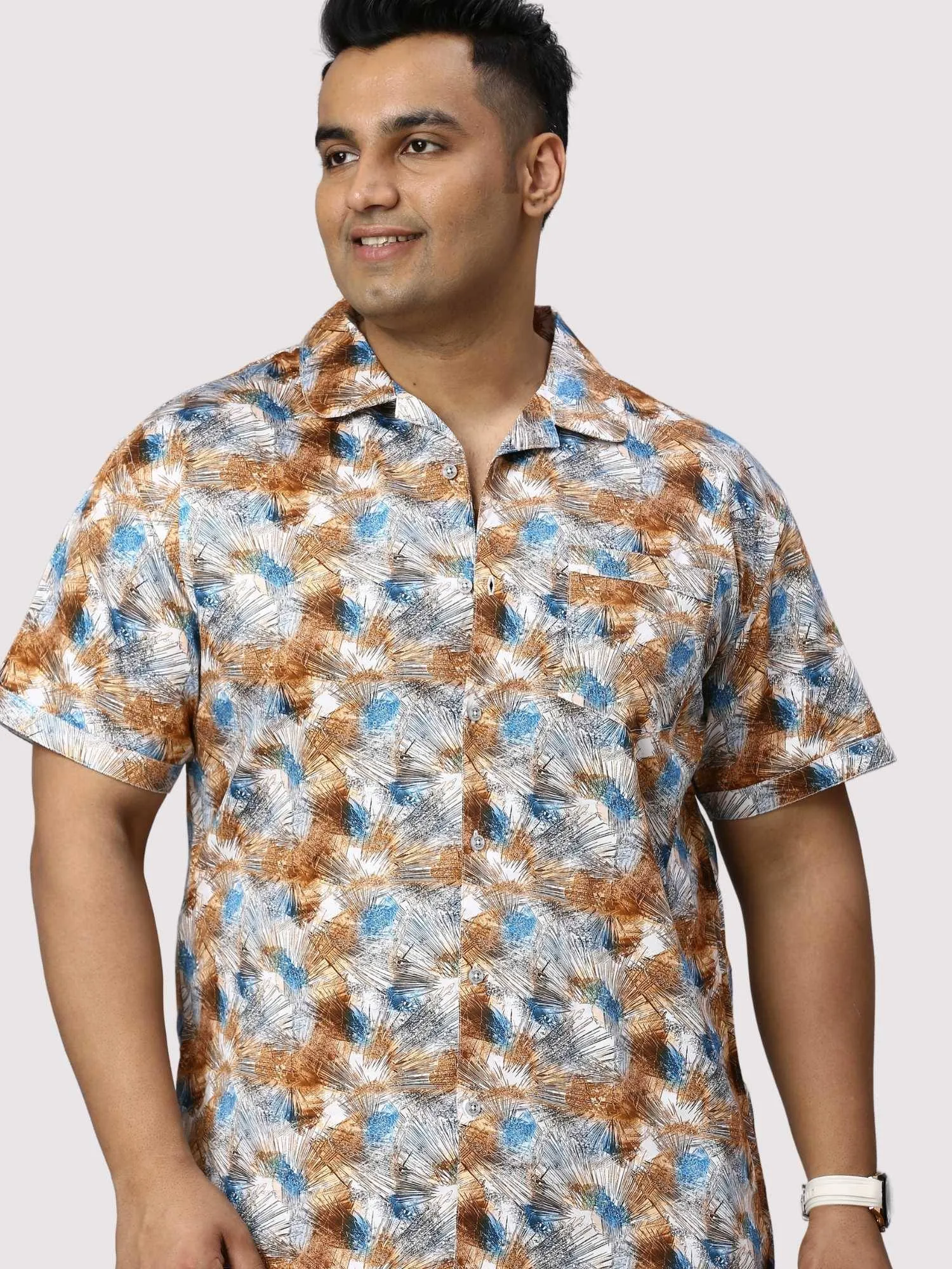 Star Dust Digital Printed Half Co-Ords Men's Plus Size