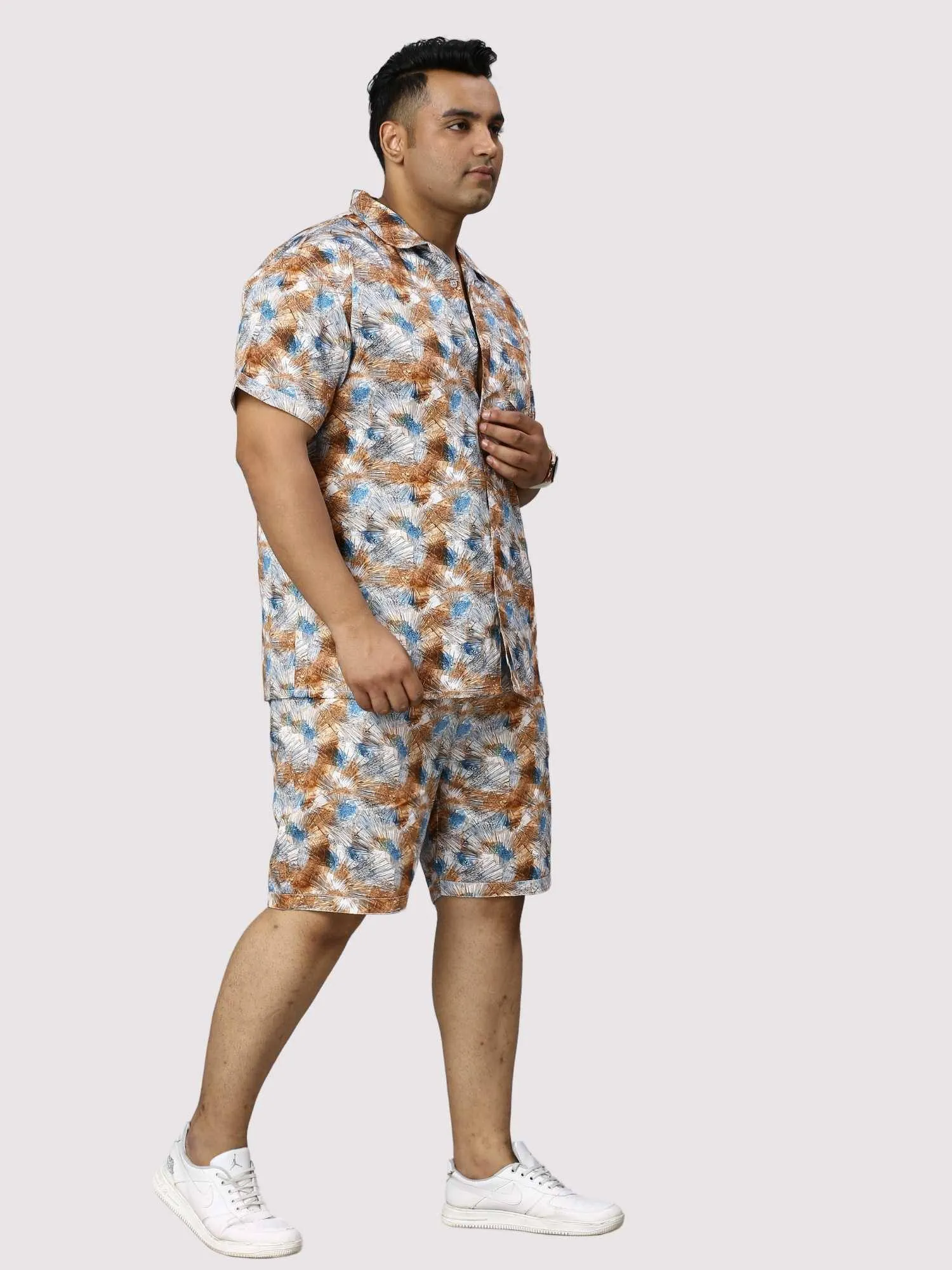 Star Dust Digital Printed Half Co-Ords Men's Plus Size