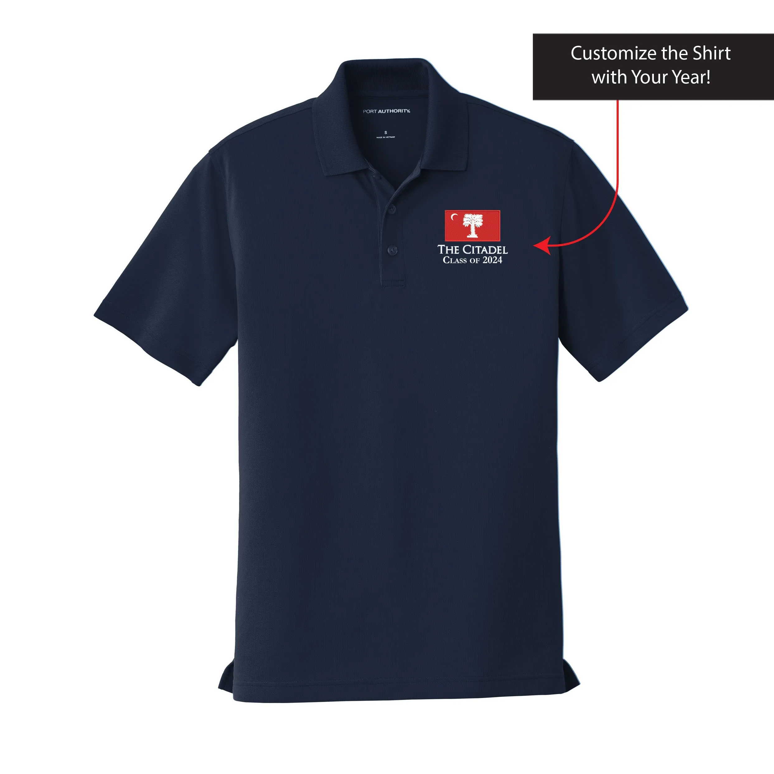 The Citadel, Big Red Flag, Customizable (Your Year), UV Micro-Mesh Polo Shirt