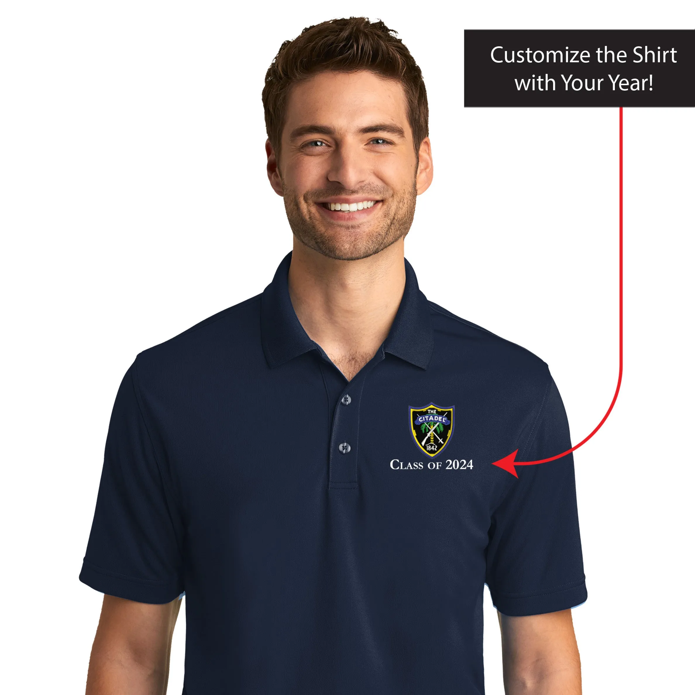 The Citadel, Shield, Customizable (Your Year), UV Micro-Mesh Polo Shirt