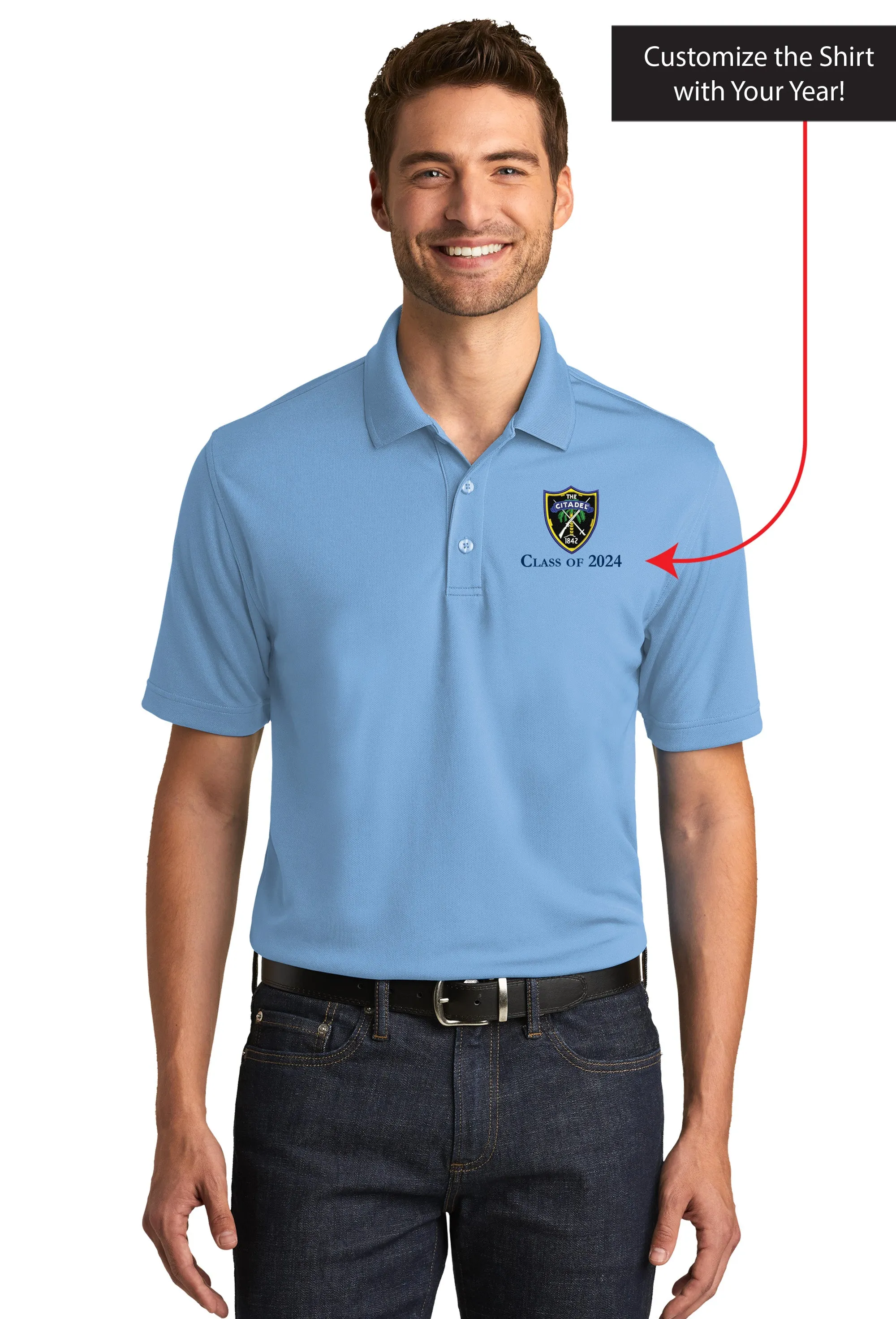 The Citadel, Shield, Customizable (Your Year), UV Micro-Mesh Polo Shirt