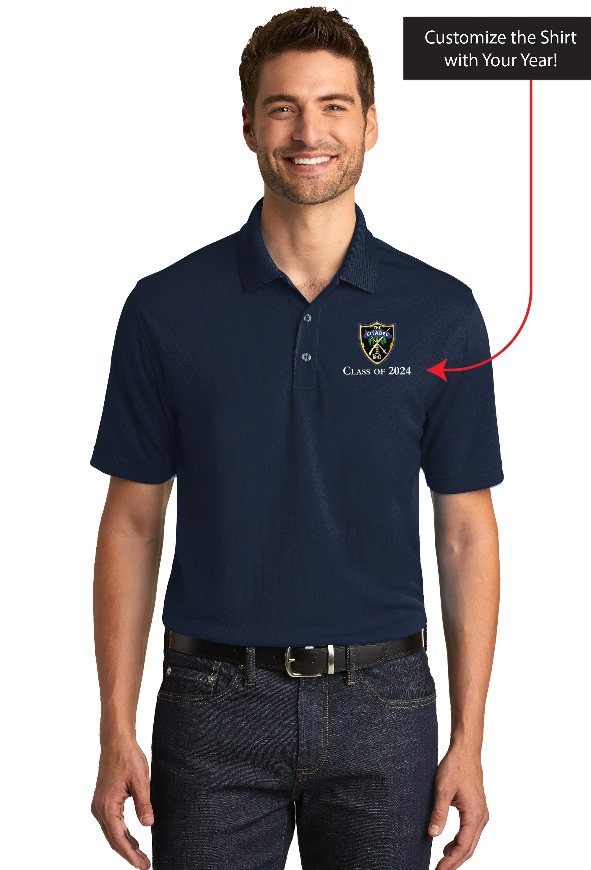 The Citadel, Shield, Customizable (Your Year), UV Micro-Mesh Polo Shirt