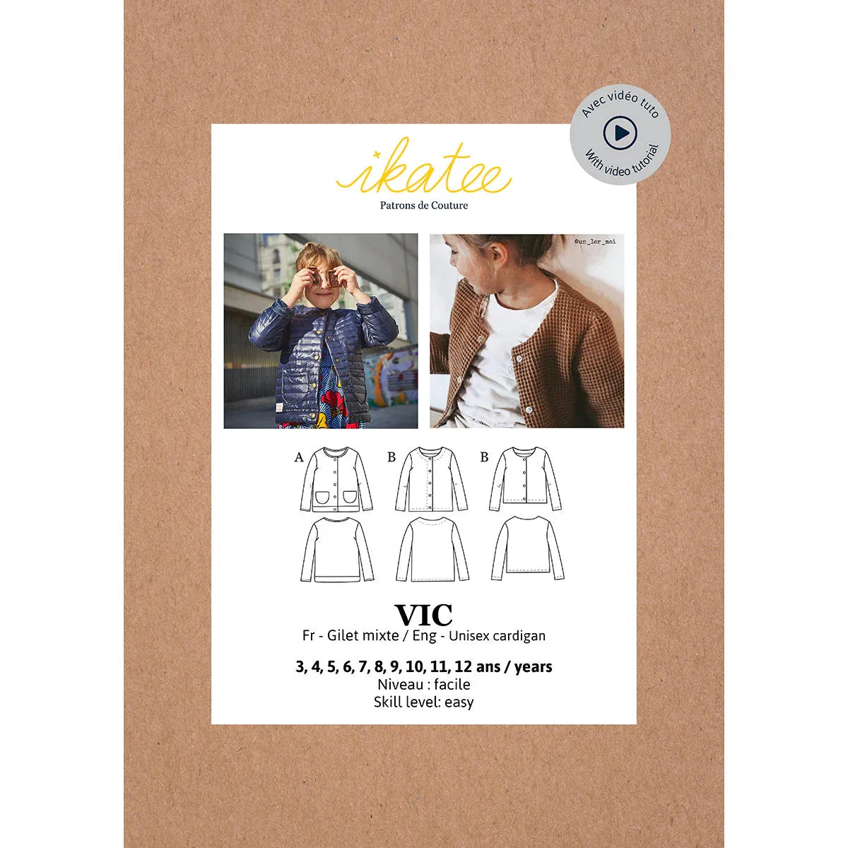 Vic Cardigan - Kids- Sewing Pattern | Ikatee