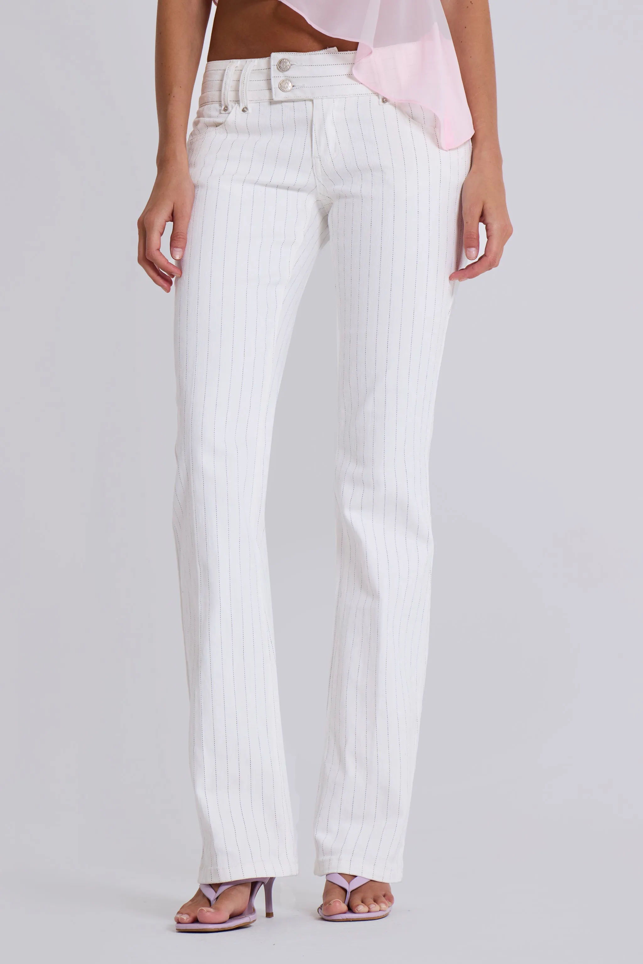 White Pinstripe Thirteen Jeans